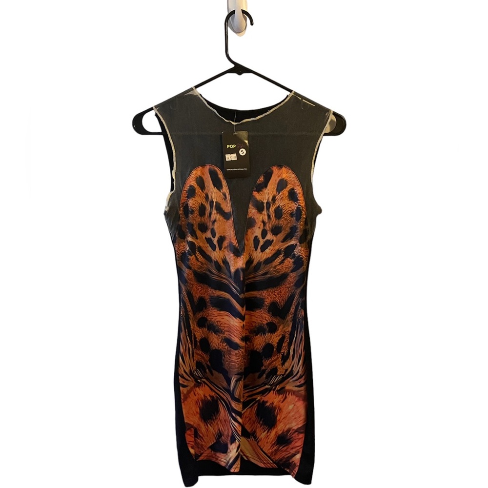 Pop Style Women’s Sleeveless Black Print Dress. Size S NWT Super Cute.
